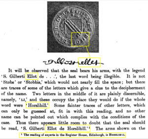 S. Gilberti Ellot de Horslihill seal crest