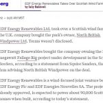 EDF Energy purchases North British Windpower NBW with Fallago Rig