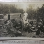 Edna Hoover and turkeys, taken in November 1930 Oklahoma.